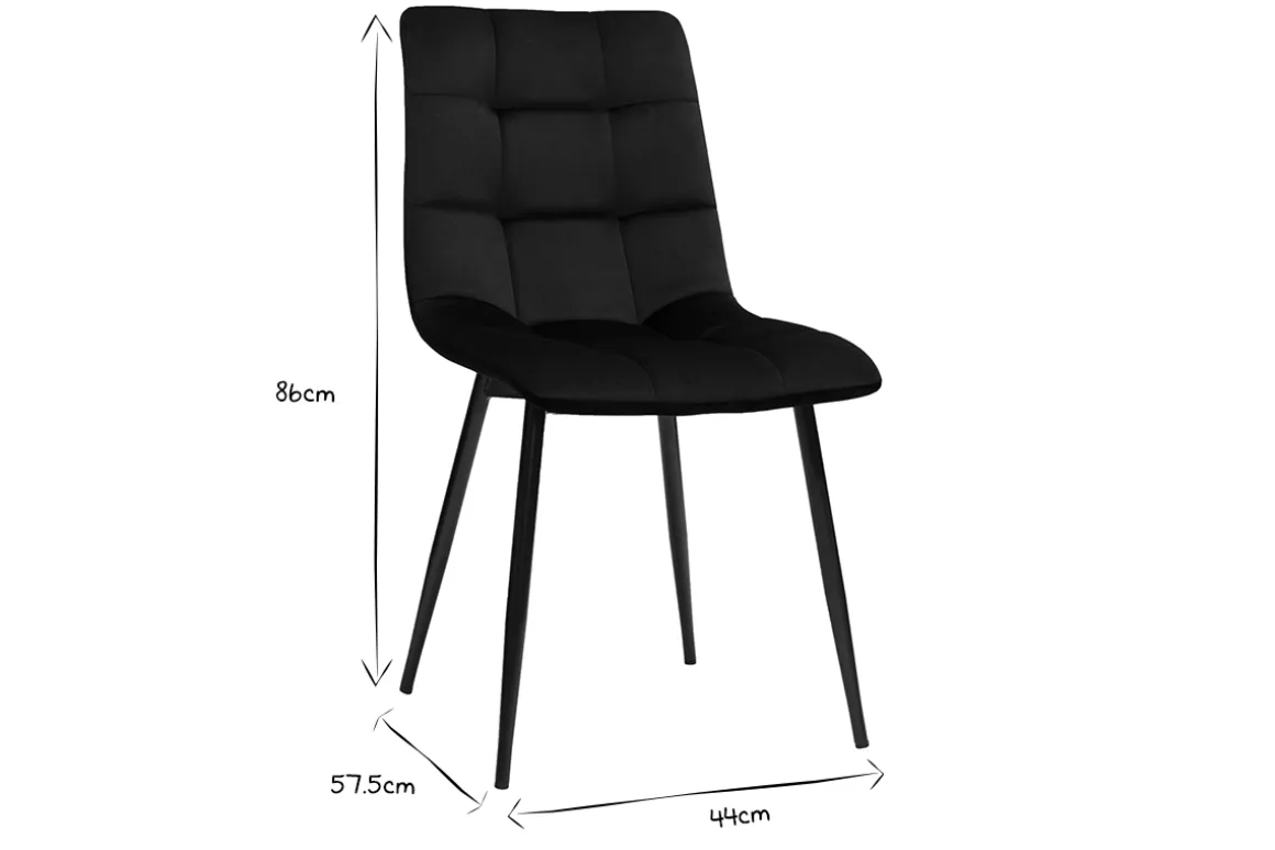 Miliboo Chaise Design-Chaises design noires en tissu velours noir et métal (lot de 2) MAXWELL