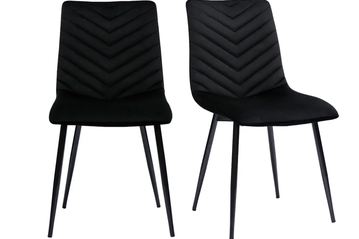 Miliboo Chaise Design-Chaises design noires en tissu velours et métal (lot de 2) PUMPKIN