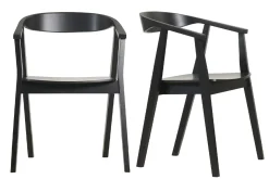 Miliboo Chaise Design-Chaises design noires en bois (lot de 2) BAHIA