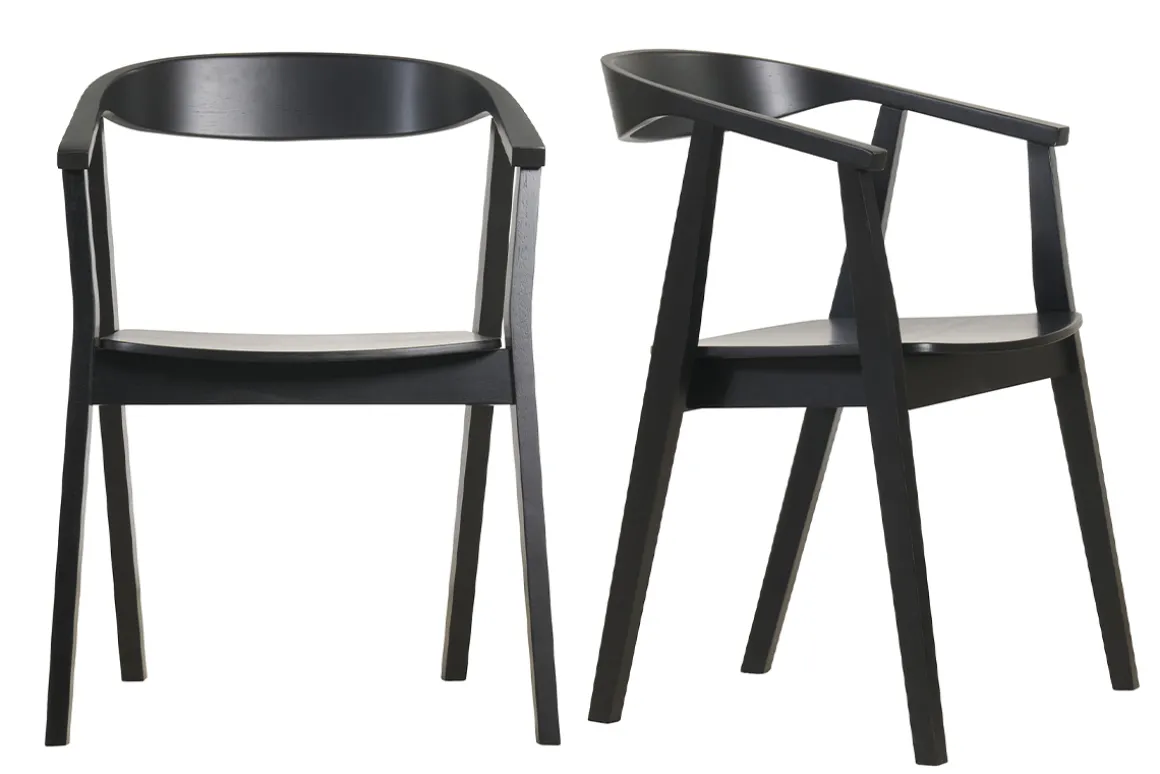 Miliboo Chaise Design-Chaises design noires en bois (lot de 2) BAHIA