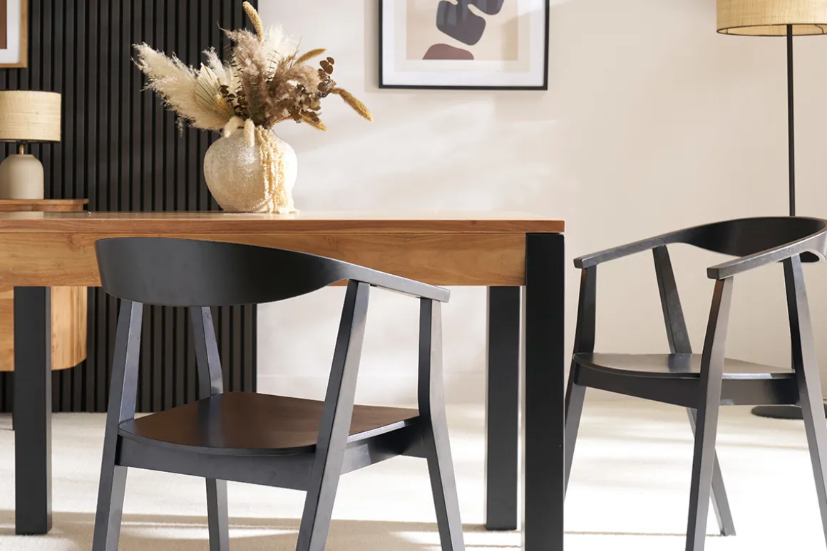 Miliboo Chaise Design-Chaises design noires en bois (lot de 2) BAHIA