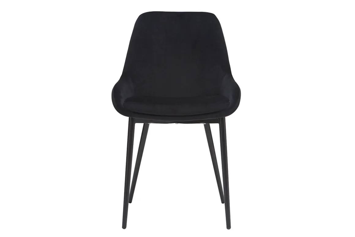 Miliboo Chaise Design-Chaises design noires en tissu velours et métal (lot de 2) HOLO