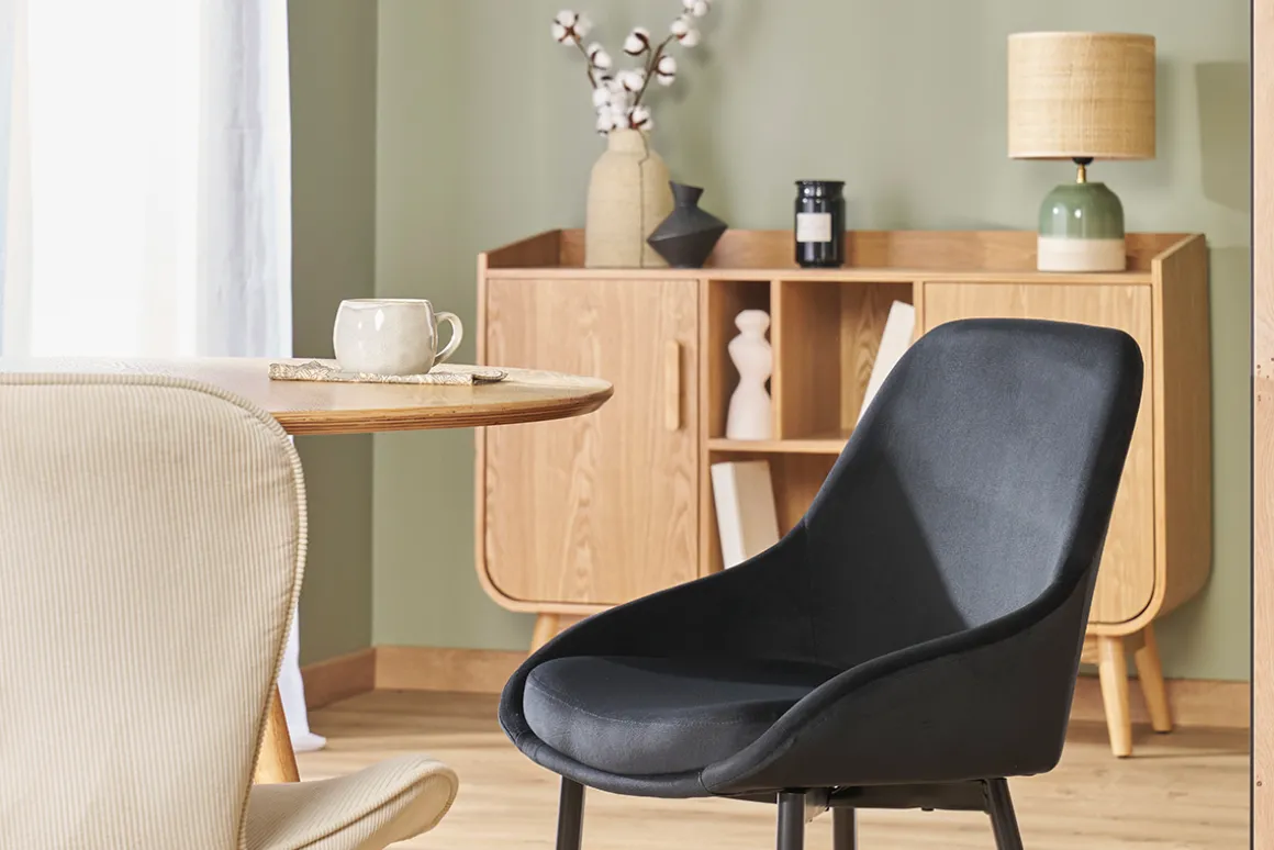 Miliboo Chaise Design-Chaises design noires en tissu velours et métal (lot de 2) HOLO