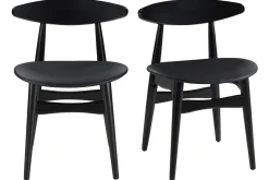 Miliboo Chaise Design|Chaise En Bois-Chaises design noires (lot de 2) WALFORD