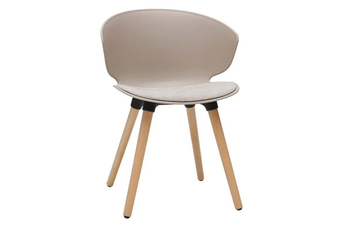 Miliboo Chaise Design-Chaises design taupe et bois clair (lot de 2) WING