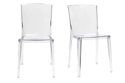 Miliboo Chaise Design|Chaise De Jardin-Chaises design transparentes empilables intérieur - extérieur (lot de 2) ISLAND