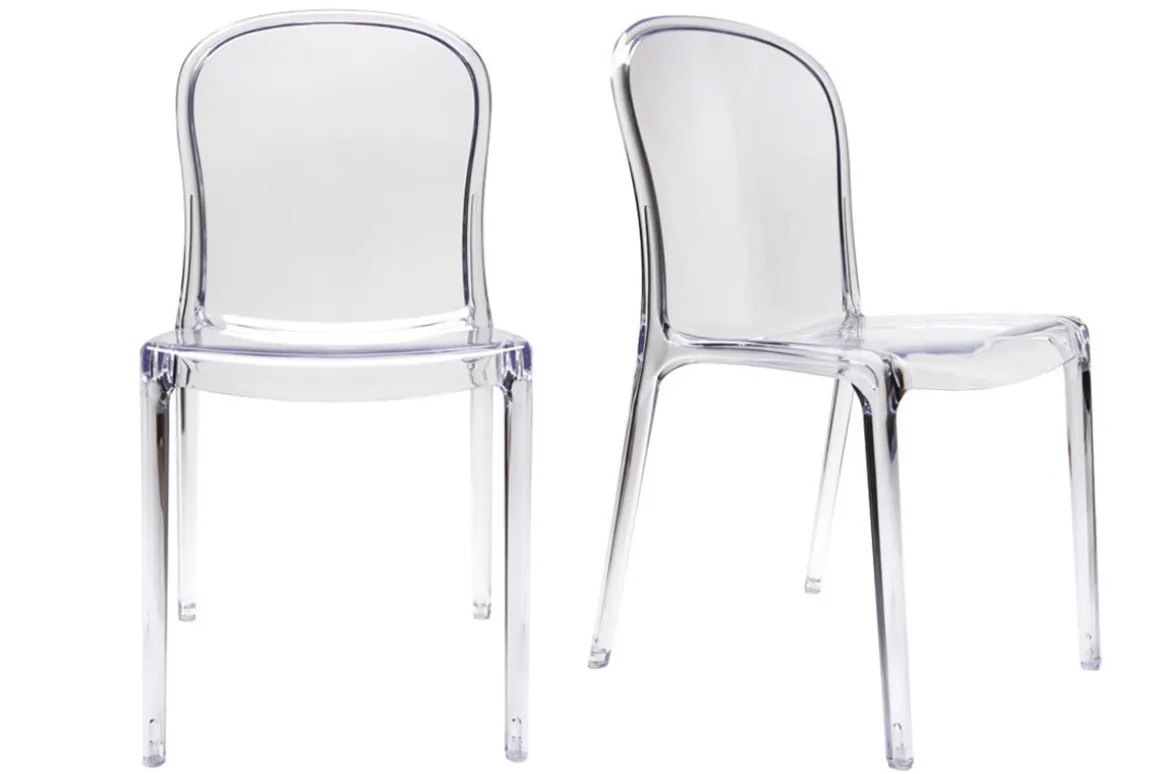 Miliboo Chaise Design-Chaises empilables design transparentes (lot de 2) THALYSSE