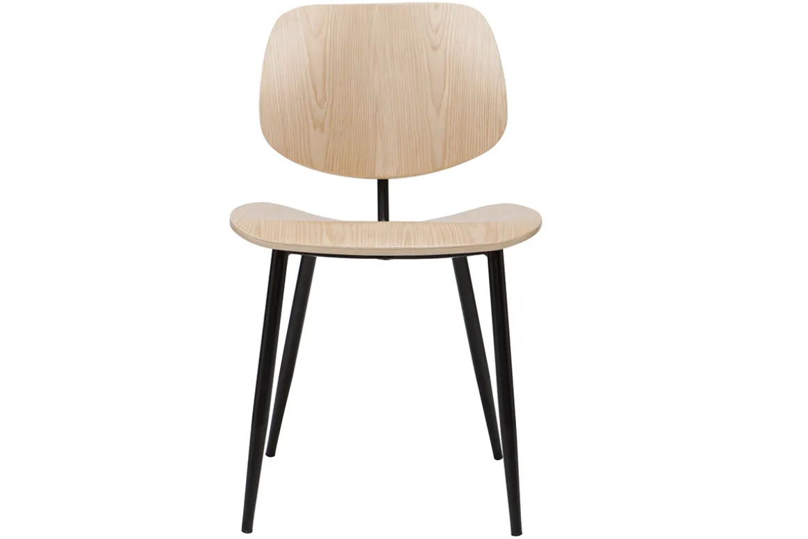 Miliboo Chaise Design|Chaise En Bois-Chaises en bois clair et métal noir (lot de 2) TOBIAS