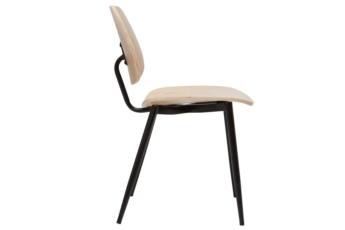 Miliboo Chaise Design|Chaise En Bois-Chaises en bois clair et métal noir (lot de 2) TOBIAS