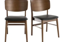 Miliboo Chaise Design|Chaise En Bois-Chaises en bois foncé et noir (lot de 2) SHELDON