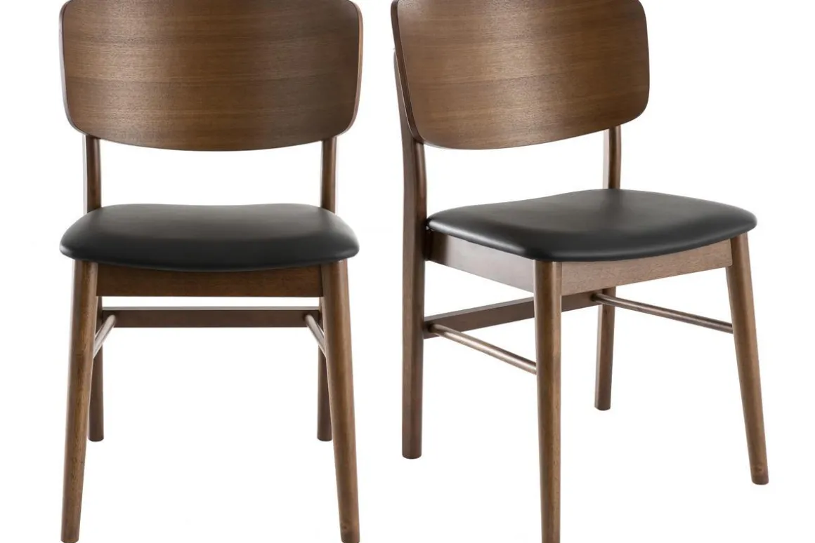 Miliboo Chaise Design|Chaise En Bois-Chaises en bois foncé et noir (lot de 2) SHELDON