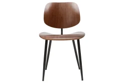 Miliboo Chaise Design|Chaise En Bois-Chaises en bois foncé noyer et métal noir (lot de 2) TOBIAS