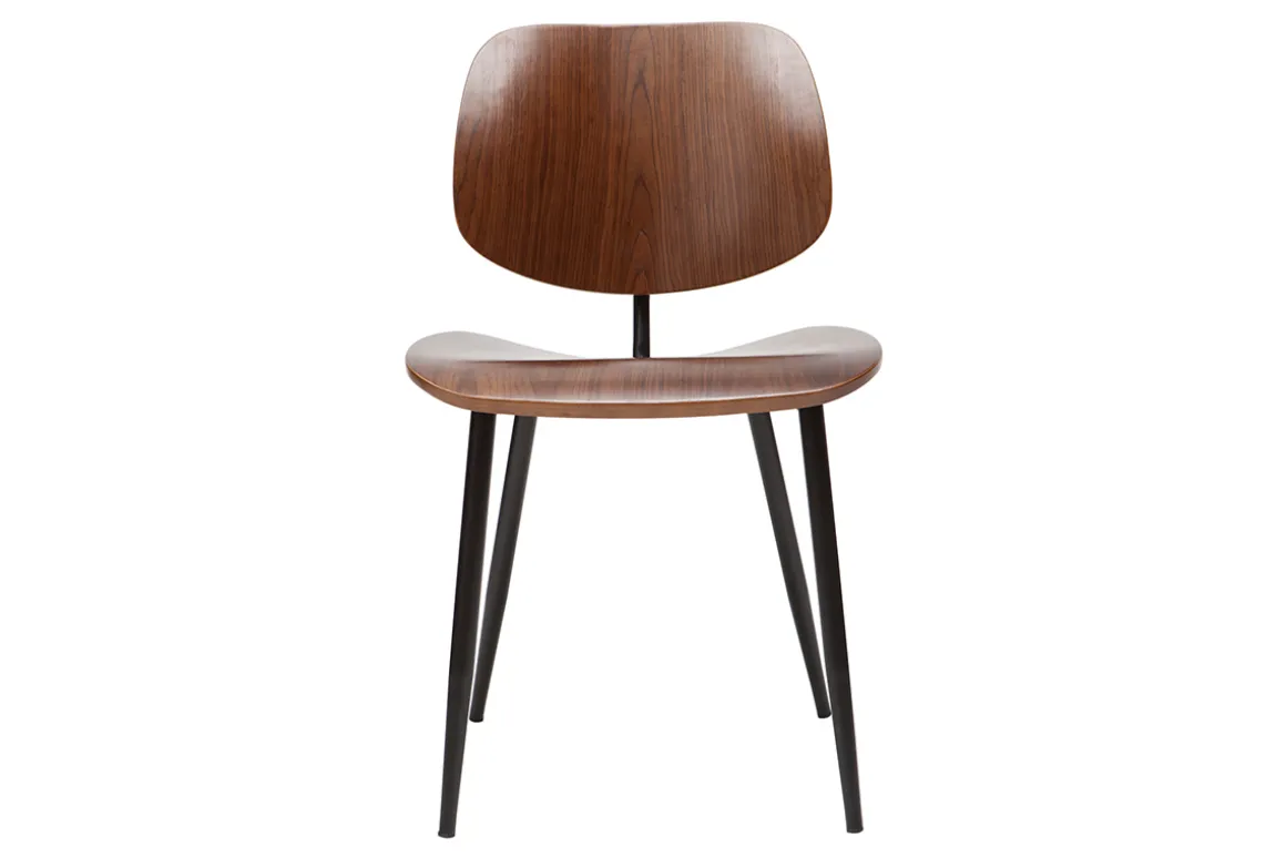 Miliboo Chaise Design|Chaise En Bois-Chaises en bois foncé noyer et métal noir (lot de 2) TOBIAS
