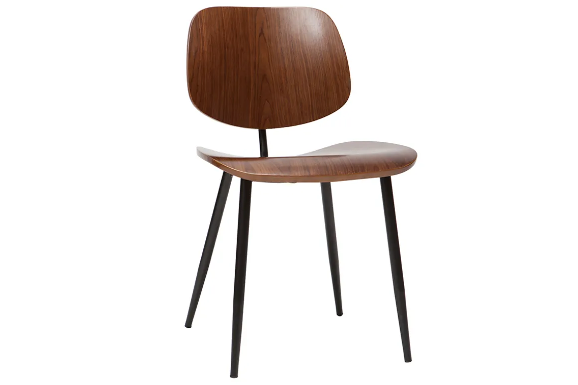 Miliboo Chaise Design|Chaise En Bois-Chaises en bois foncé noyer et métal noir (lot de 2) TOBIAS