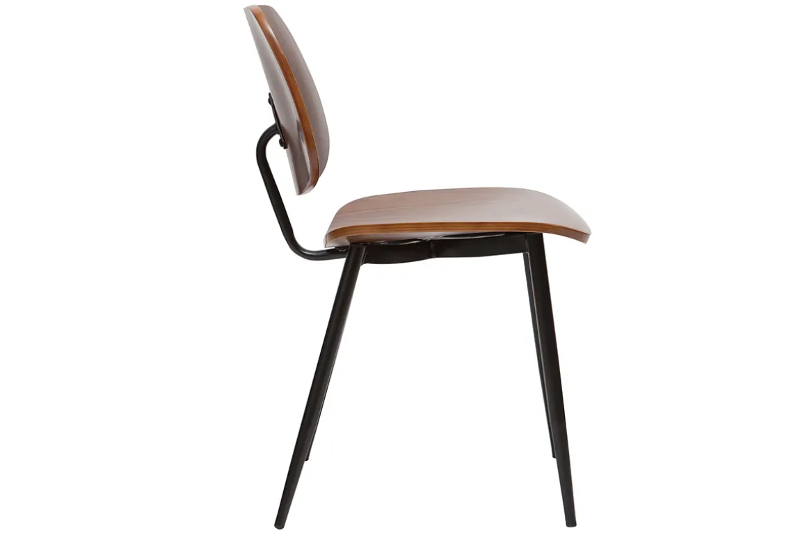 Miliboo Chaise Design|Chaise En Bois-Chaises en bois foncé noyer et métal noir (lot de 2) TOBIAS