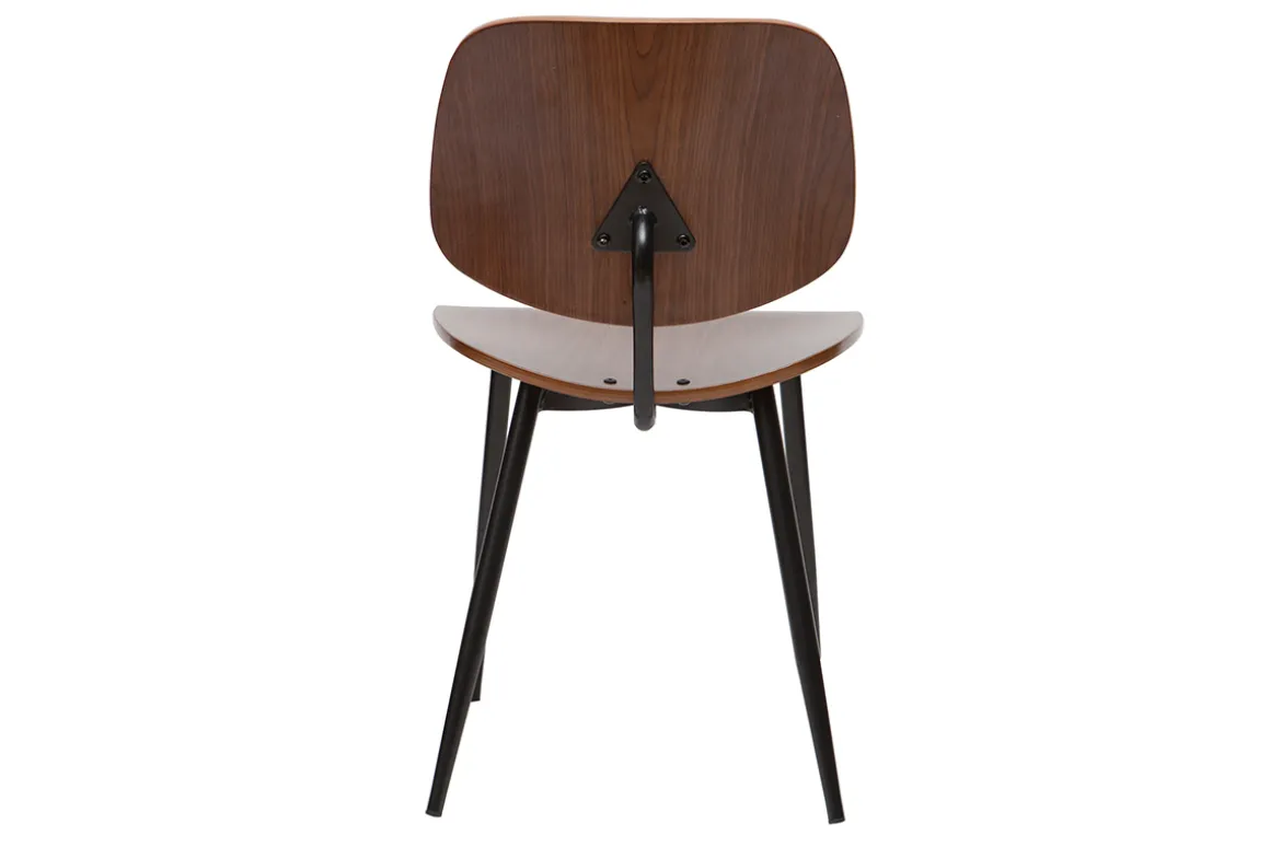 Miliboo Chaise Design|Chaise En Bois-Chaises en bois foncé noyer et métal noir (lot de 2) TOBIAS
