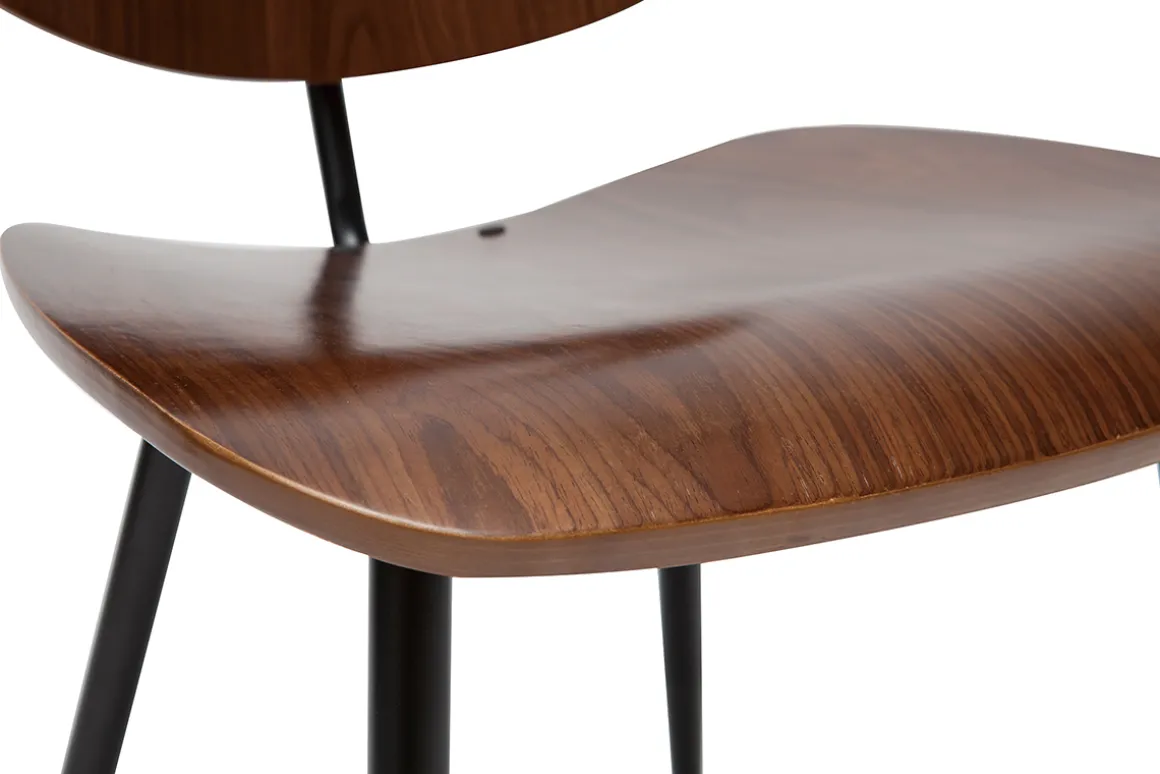 Miliboo Chaise Design|Chaise En Bois-Chaises en bois foncé noyer et métal noir (lot de 2) TOBIAS