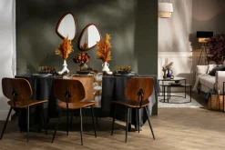 Miliboo Chaise Design|Chaise En Bois-Chaises en bois foncé noyer et métal noir (lot de 2) TOBIAS