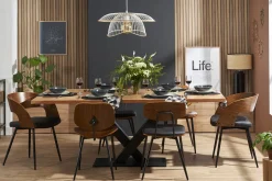 Miliboo Chaise Design|Chaise En Bois-Chaises en bois foncé noyer et métal noir (lot de 2) TOBIAS