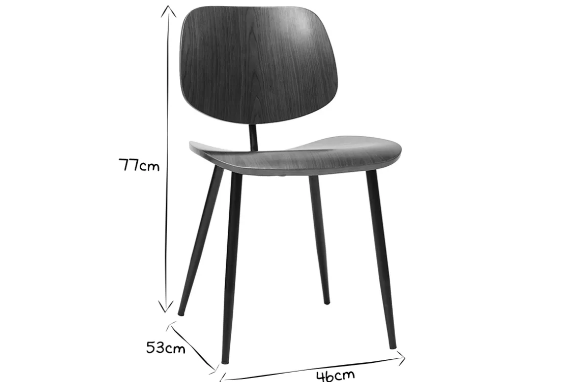 Miliboo Chaise Design|Chaise En Bois-Chaises en bois foncé noyer et métal noir (lot de 2) TOBIAS