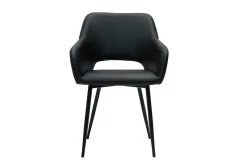 Miliboo Chaise Design-Chaises en polyuréthane noire et métal noir (lot de 2) LAURETTE