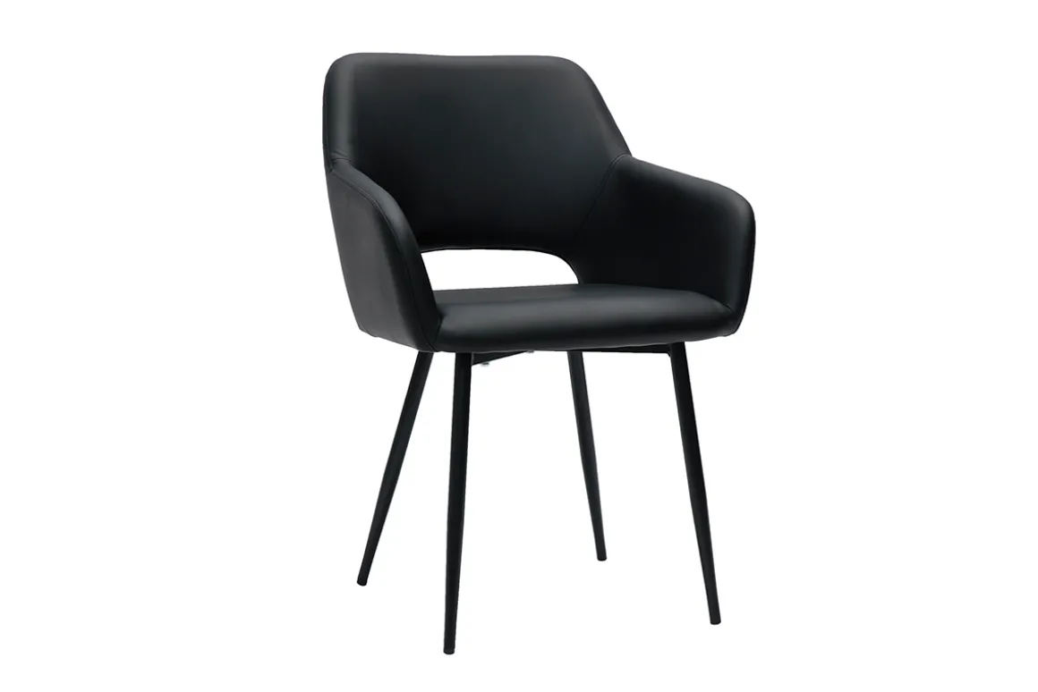 Miliboo Chaise Design-Chaises en polyuréthane noire et métal noir (lot de 2) LAURETTE