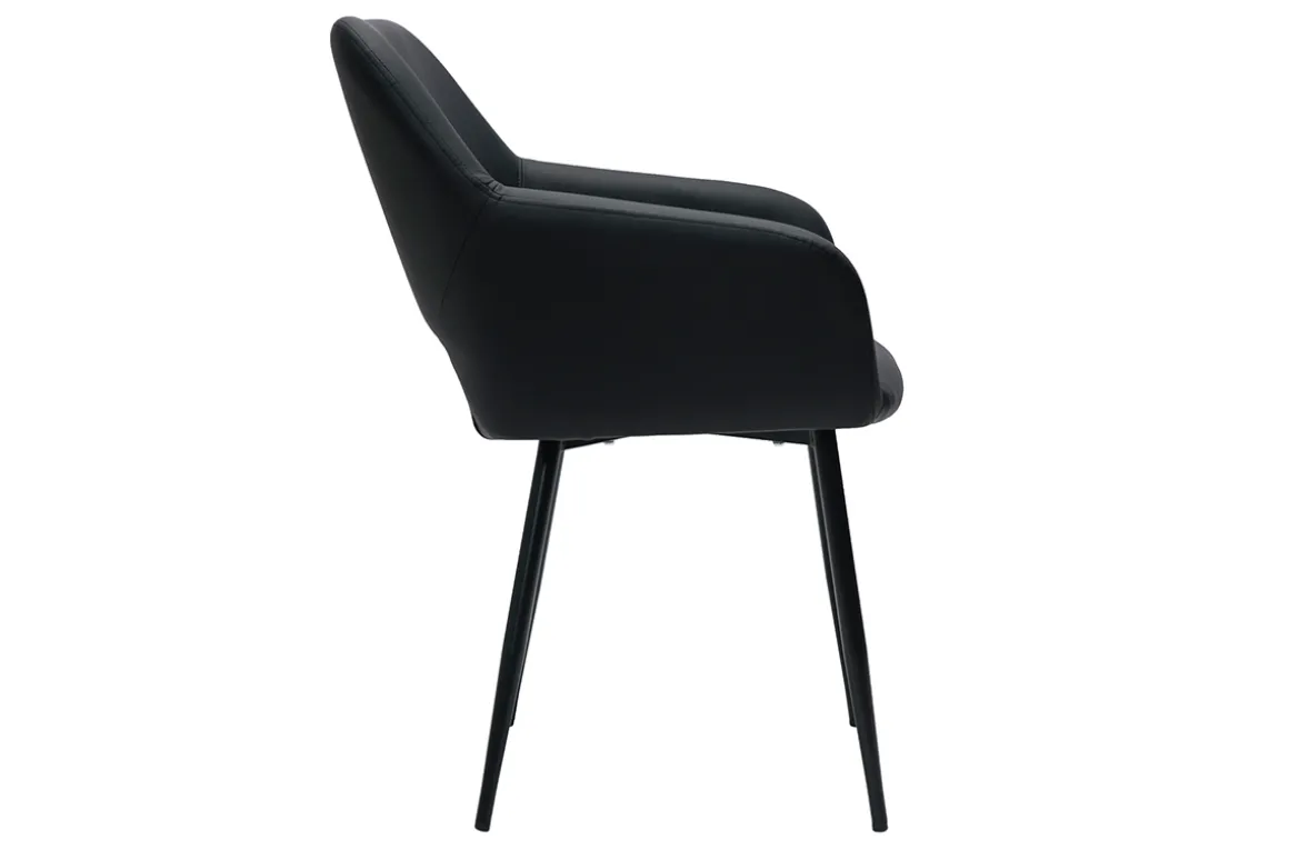 Miliboo Chaise Design-Chaises en polyuréthane noire et métal noir (lot de 2) LAURETTE