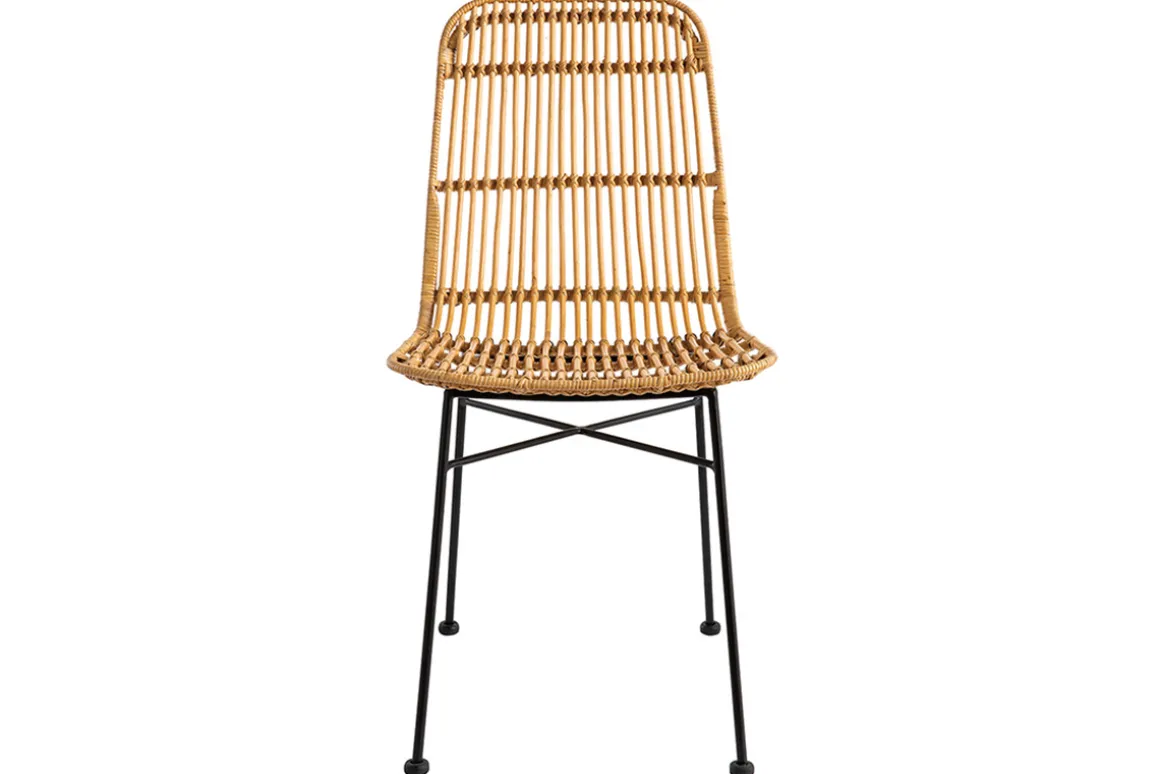 Miliboo Chaise Design-Chaises en rotin et métal noir (lot de 2) MALACCA