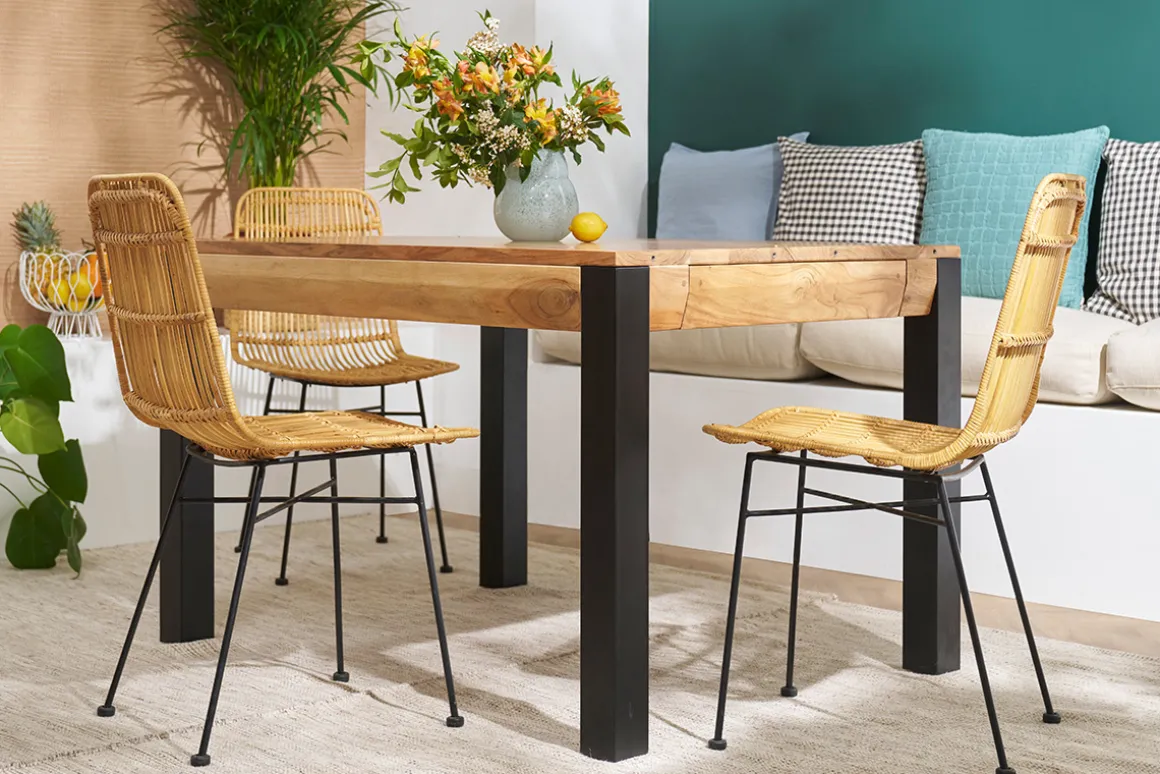 Miliboo Chaise Design-Chaises en rotin et métal noir (lot de 2) MALACCA