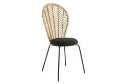 Miliboo Chaise Design-Chaises en rotin, tissu et métal noir (lot de 2) PEACOCK