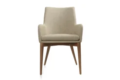 Miliboo Fauteuil Design|Voir Tous Les Fauteuils-Chaises en tissu beige et bois foncé (lot de 2) SHANA