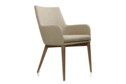 Miliboo Fauteuil Design|Voir Tous Les Fauteuils-Chaises en tissu beige et bois foncé (lot de 2) SHANA