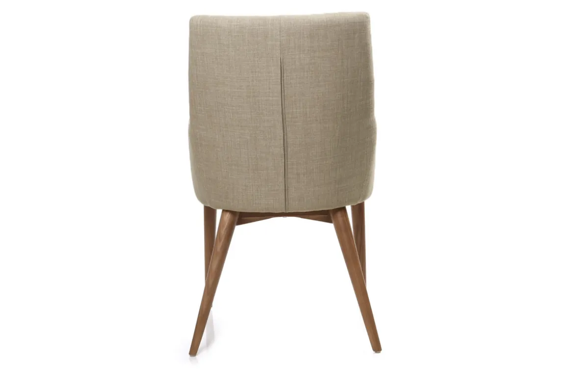 Miliboo Fauteuil Design|Voir Tous Les Fauteuils-Chaises en tissu beige et bois foncé (lot de 2) SHANA