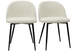 Miliboo Chaise Design-Chaises en tissu effet laine bouclée blanc cassé et métal noir (lot de 2) CELESTE