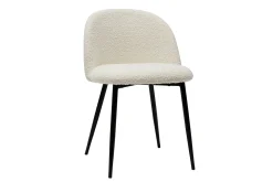 Miliboo Chaise Design-Chaises en tissu effet laine bouclée blanc cassé et métal noir (lot de 2) CELESTE