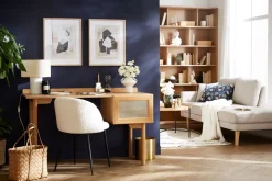 Miliboo Chaise Design-Chaises en tissu effet laine bouclée blanc cassé et métal noir (lot de 2) CELESTE