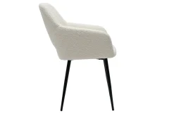 Miliboo Chaise Design-Chaises en tissu effet laine bouclée blanc cassé et métal noir (lot de 2) LAURETTE
