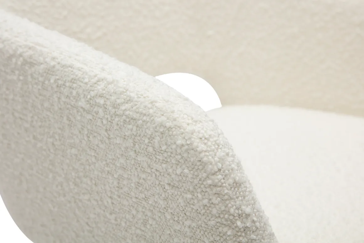 Miliboo Chaise Design-Chaises en tissu effet laine bouclée blanc cassé et métal noir (lot de 2) LAURETTE