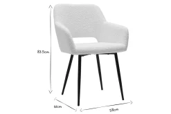 Miliboo Chaise Design-Chaises en tissu effet laine bouclée blanc cassé et métal noir (lot de 2) LAURETTE