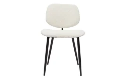 Miliboo Chaise Design-Chaises en tissu effet laine bouclée blanc et métal noir (lot de 2) TOBIAS