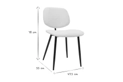 Miliboo Chaise Design-Chaises en tissu effet laine bouclée blanc et métal noir (lot de 2) TOBIAS