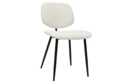 Miliboo Chaise Design-Chaises en tissu effet laine bouclée blanc et métal noir (lot de 2) TOBIAS