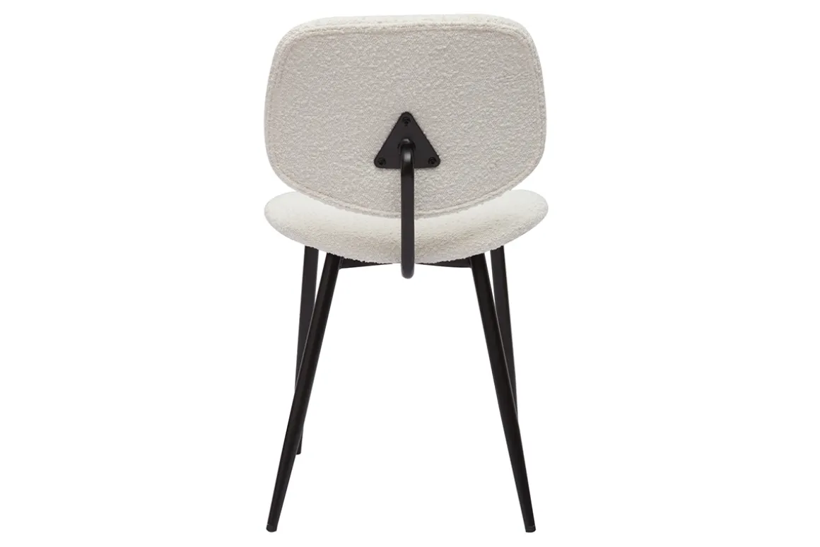 Miliboo Chaise Design-Chaises en tissu effet laine bouclée blanc et métal noir (lot de 2) TOBIAS