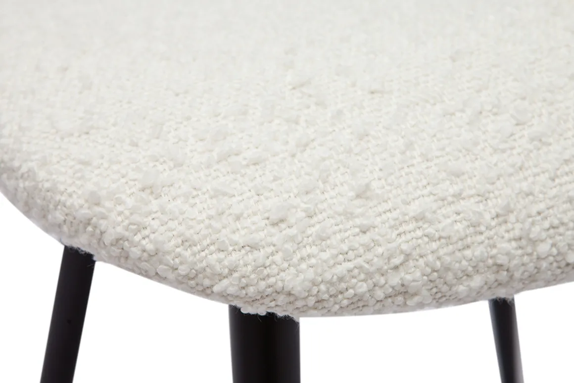 Miliboo Chaise Design-Chaises en tissu effet laine bouclée blanc et métal noir (lot de 2) TOBIAS