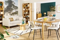 Miliboo Chaise Design-Chaises en tissu effet laine bouclée blanc et métal noir (lot de 2) TOBIAS