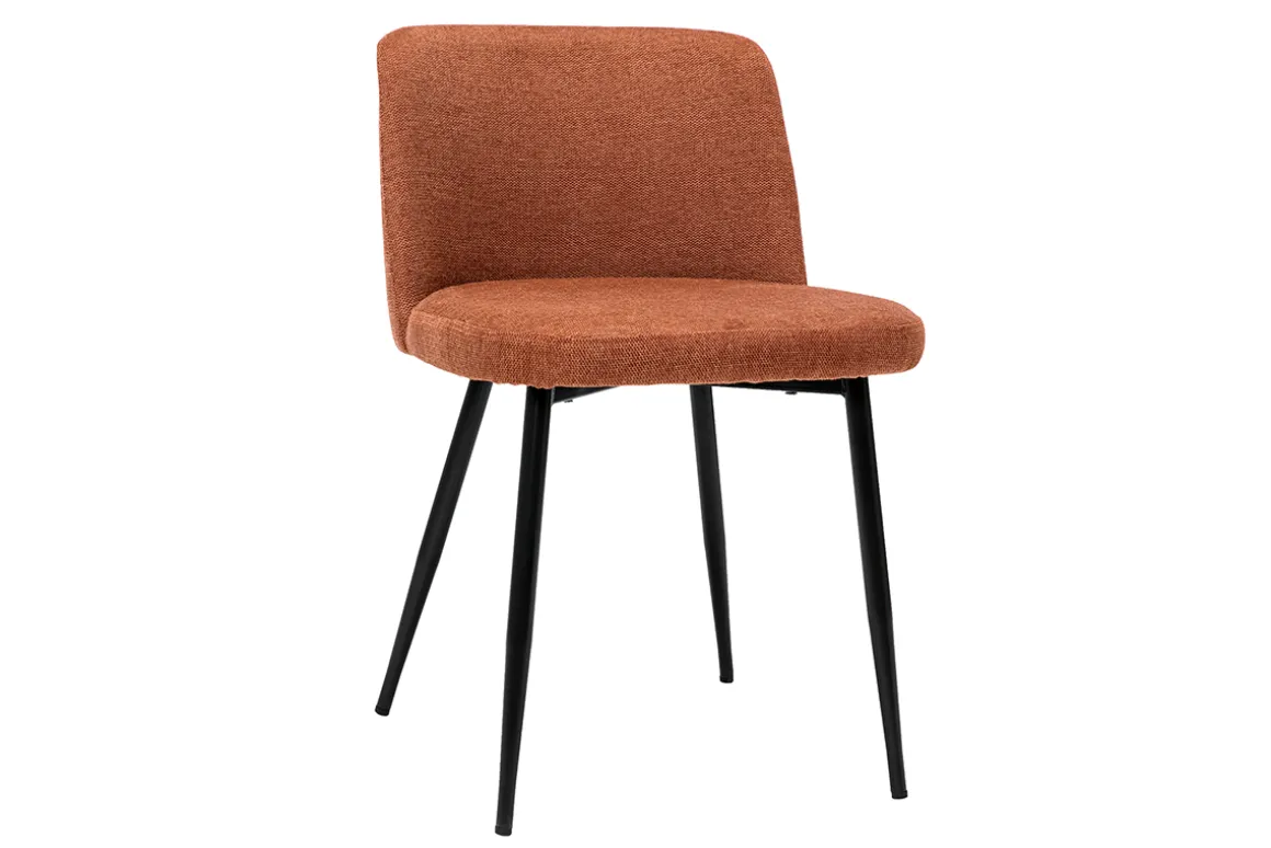 Miliboo Chaise Design-Chaises en tissu effet velours texturé terre brûlée et métal noir (lot de 2) MONTI