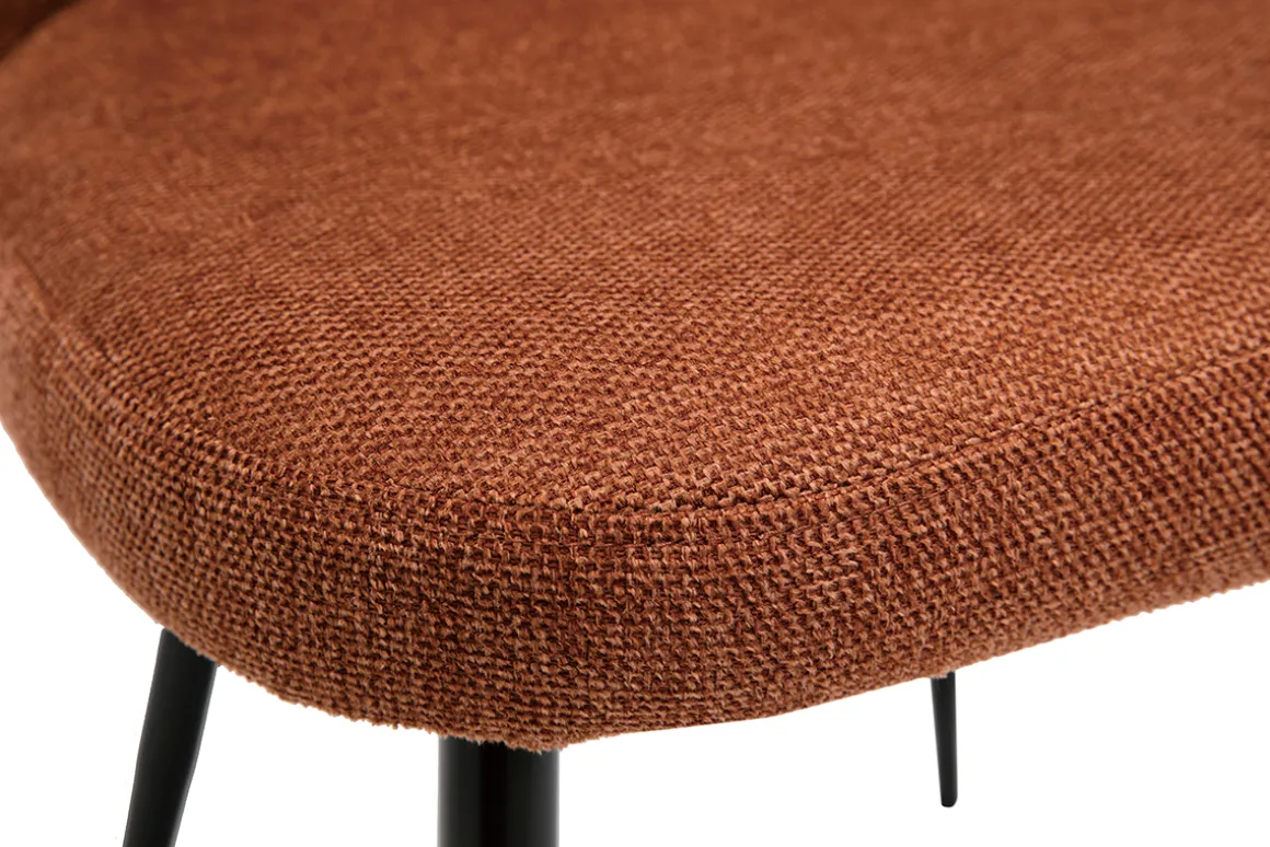 Miliboo Chaise Design-Chaises en tissu effet velours texturé terre brûlée et métal noir (lot de 2) MONTI