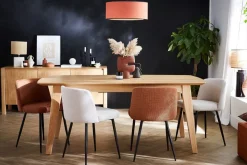 Miliboo Chaise Design-Chaises en tissu effet velours texturé terre brûlée et métal noir (lot de 2) MONTI