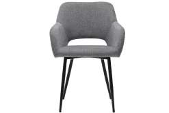 Miliboo Chaise Design-Chaises en tissu effet velours texturé gris et métal noir (lot de 2) LAURETTE