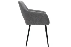 Miliboo Chaise Design-Chaises en tissu effet velours texturé gris et métal noir (lot de 2) LAURETTE